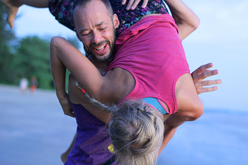 Gabriel and Elinmaria on a contact improvisation practice