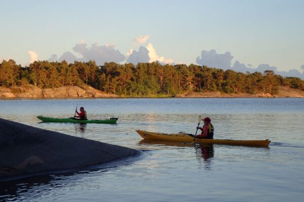 Two person kayaking on the archipelago sea